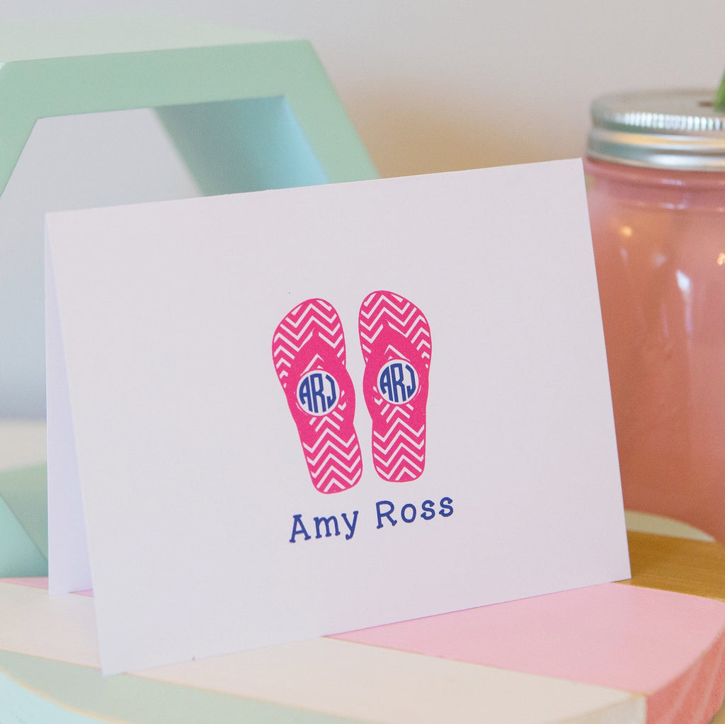 Flip Flop Monogram Notecard Set