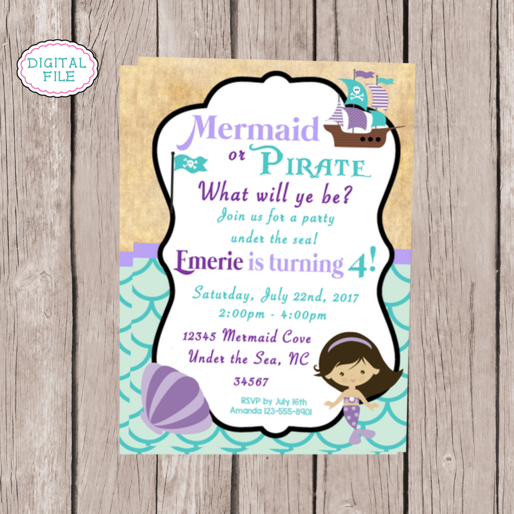 Mermaid & Pirate Invitation