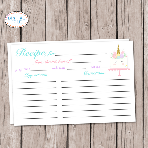 Unicorn Recipe Cards