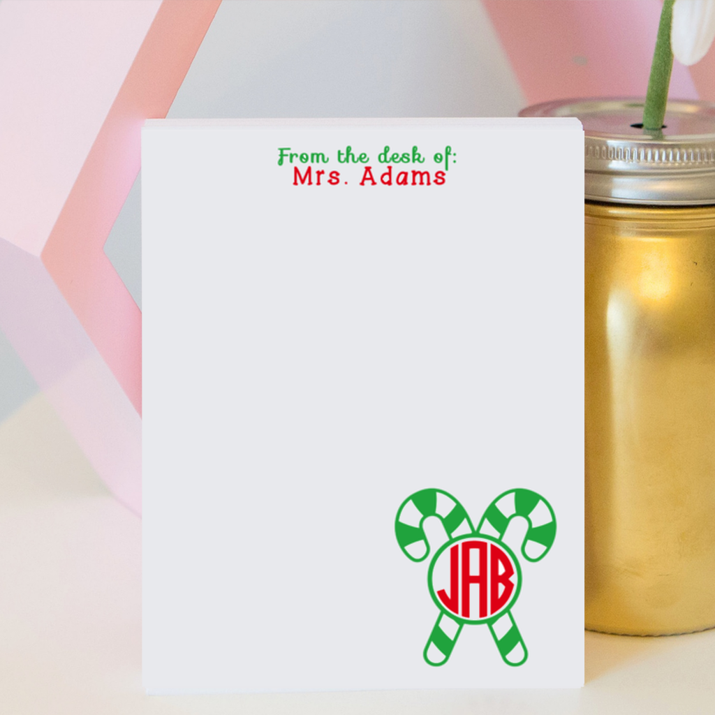 Candy Cane Monogram Notepad
