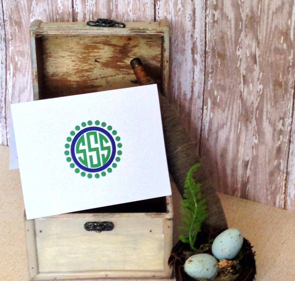 Monogrammed Dot Frame Notecard Set