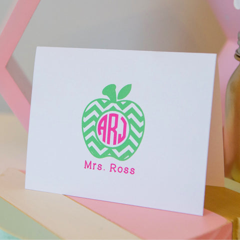 Chevron Apple Monogram Notecards