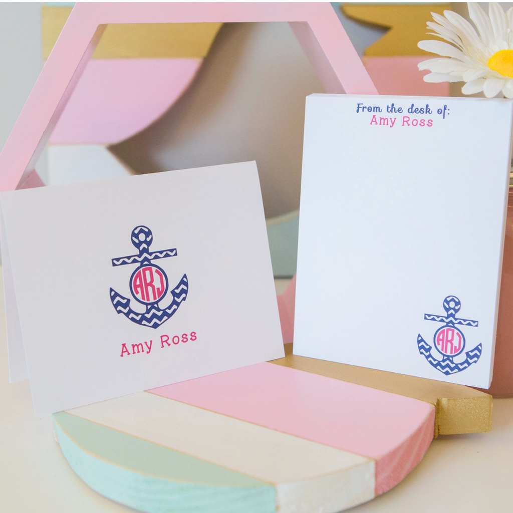 Anchors Monogram Stationery Set