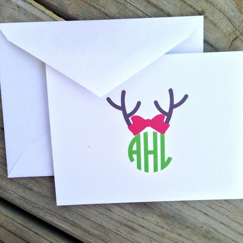 Reindeer Monogram Notecards