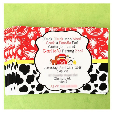 PRINTED Petting Zoo Party! Invitation (5x7)