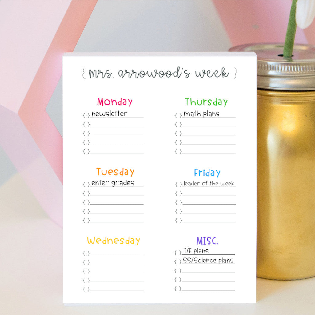 Personalized Weekly To Do List